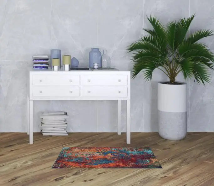 2' X 4' Atlantic Abstract Power Loom Non Skid Area Rug - Homeroots - Flyclothing LLC