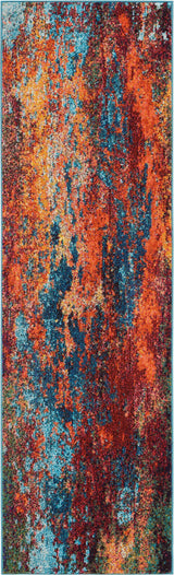 2' X 8' Atlantic Abstract Power Loom Non Skid Runner Rug - Homeroots - Flyclothing LLC