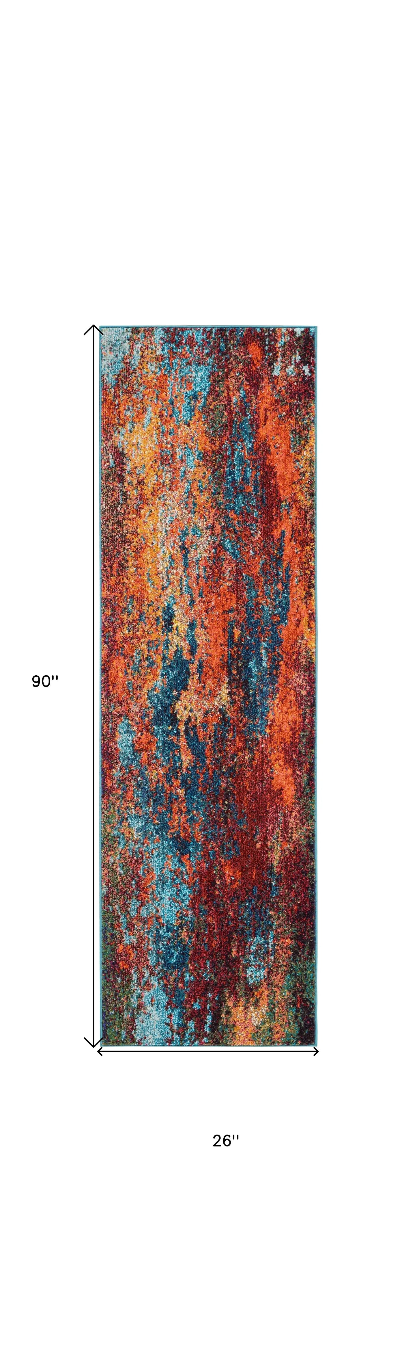 2' X 8' Atlantic Abstract Power Loom Non Skid Runner Rug - Homeroots - Flyclothing LLC