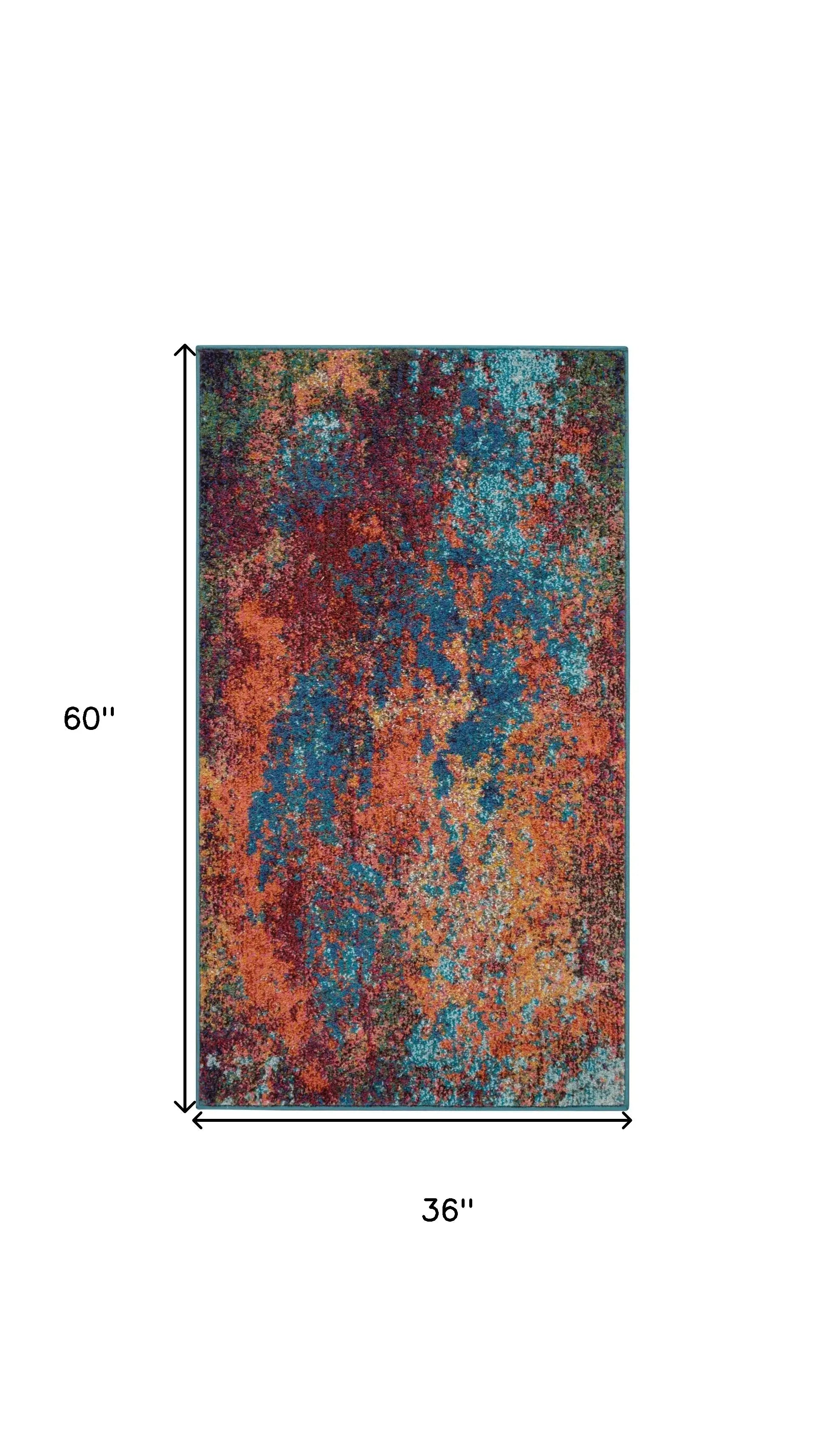 3' X 5' Atlantic Abstract Power Loom Non Skid Area Rug - Homeroots - Flyclothing LLC