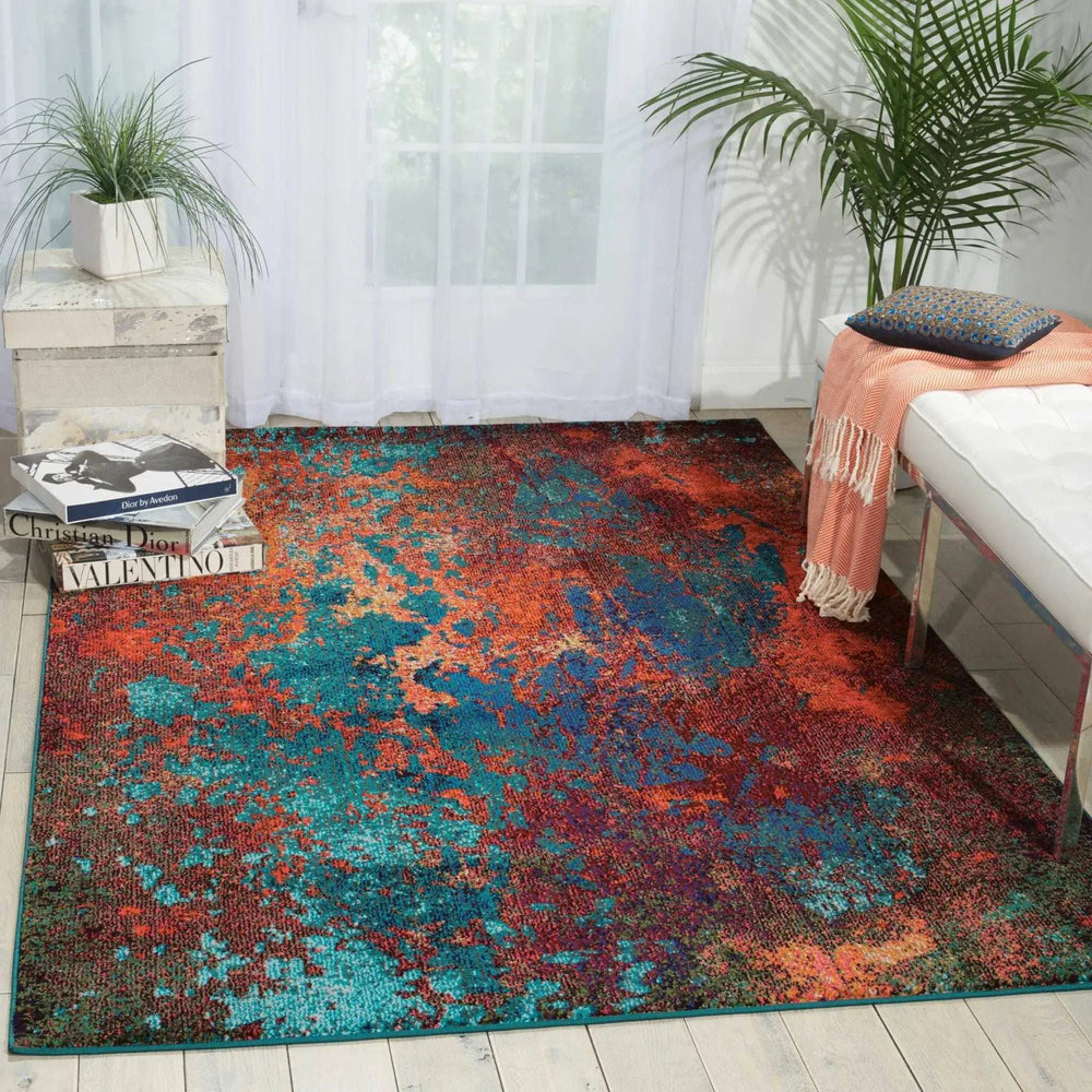 4' X 6' Atlantic Abstract Power Loom Non Skid Area Rug - Homeroots - Flyclothing LLC