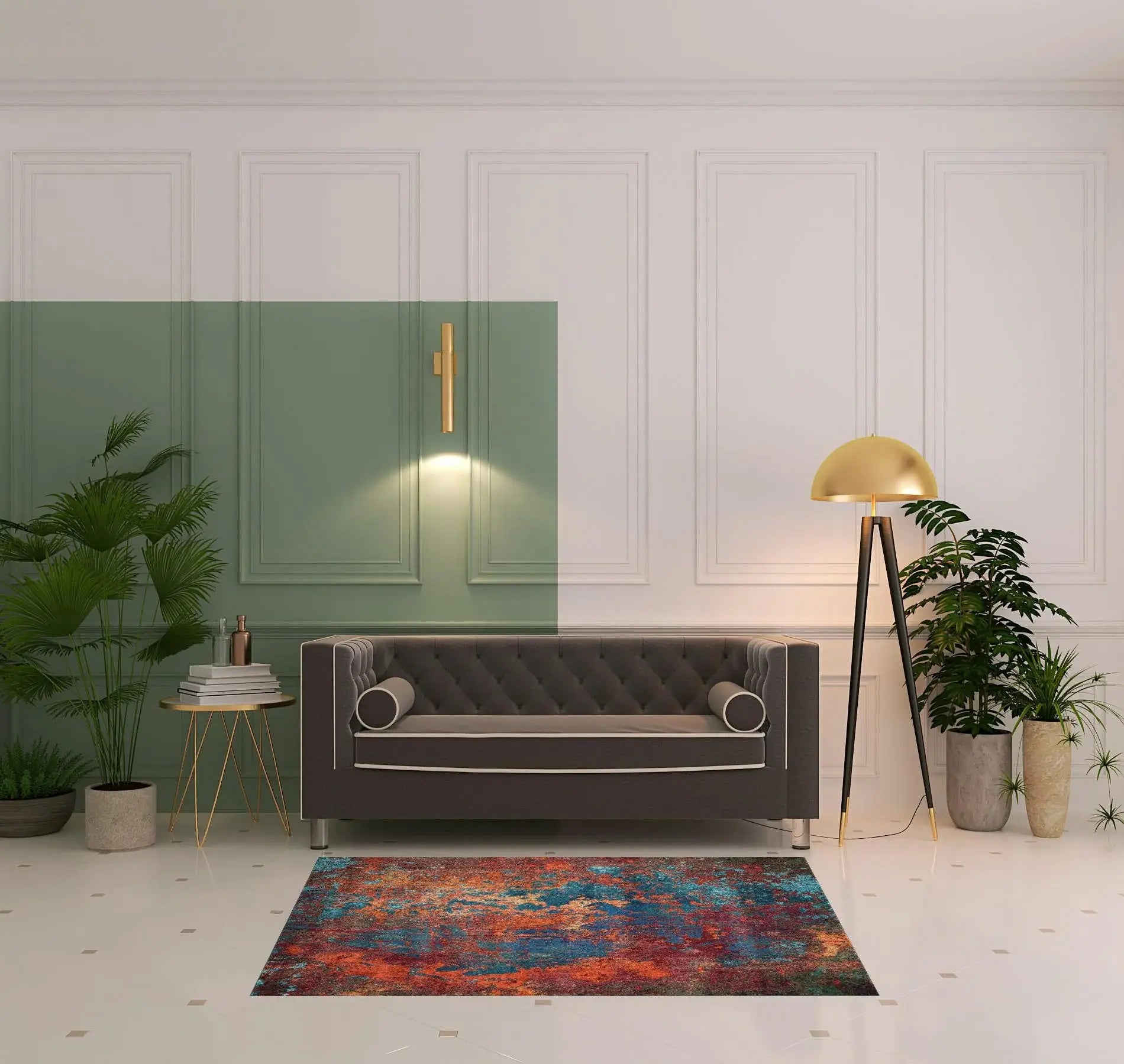 4' X 6' Atlantic Abstract Power Loom Non Skid Area Rug - Homeroots - Flyclothing LLC