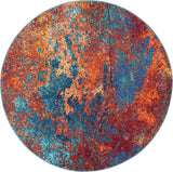 5' X 5' Atlantic Round Abstract Power Loom Non Skid Area Rug - Homeroots - Flyclothing LLC