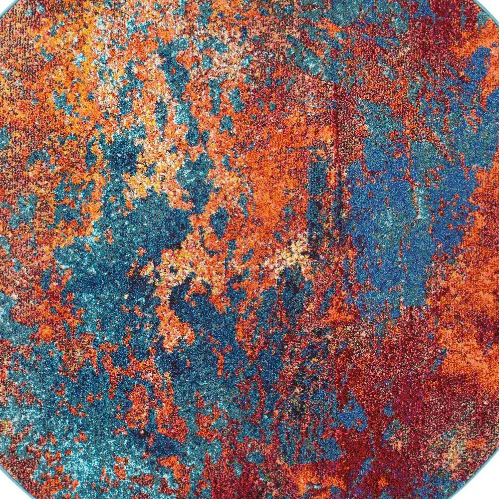 5' X 5' Atlantic Round Abstract Power Loom Non Skid Area Rug - Homeroots - Flyclothing LLC