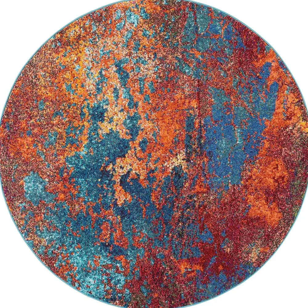 5' X 5' Atlantic Round Abstract Power Loom Non Skid Area Rug - Homeroots - Flyclothing LLC