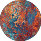 5' X 5' Atlantic Round Abstract Power Loom Non Skid Area Rug - Homeroots - Flyclothing LLC