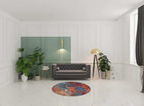 5' X 5' Atlantic Round Abstract Power Loom Non Skid Area Rug - Homeroots - Flyclothing LLC