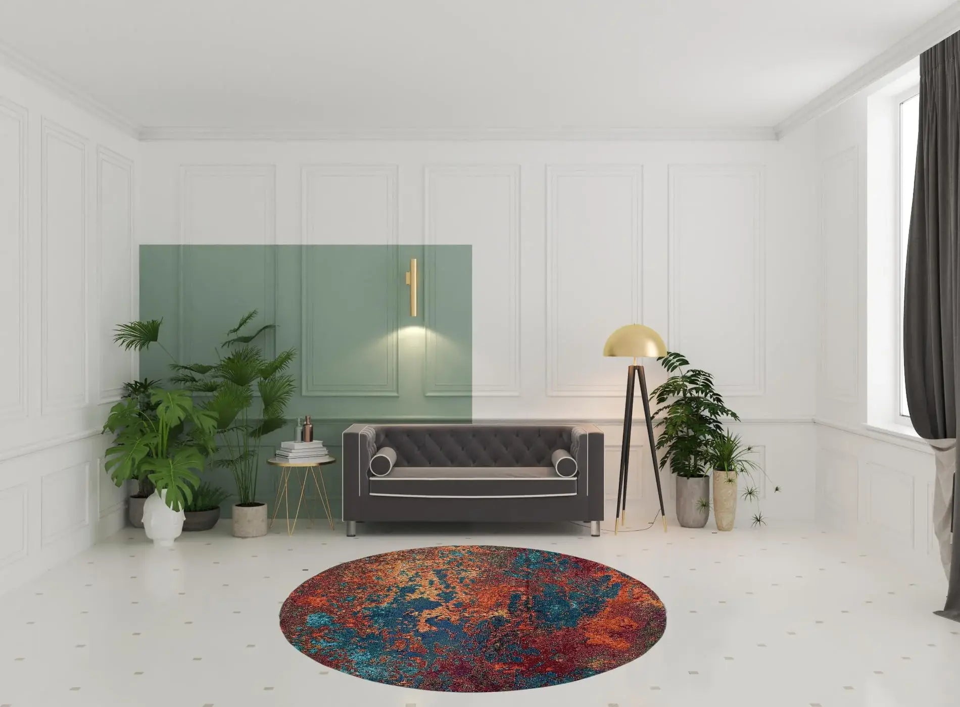 8' X 8' Atlantic Round Abstract Power Loom Non Skid Area Rug - Homeroots - Flyclothing LLC