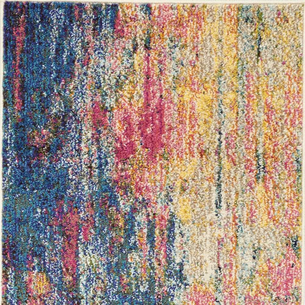 2' X 6' Blue And Yellow Abstract Power Loom Non Skid Area Rug - Homeroots - Flyclothing LLC