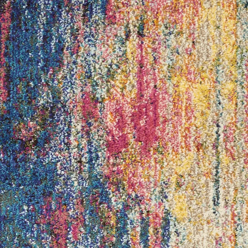 2' X 8' Blue And Yellow Abstract Power Loom Non Skid Runner Rug - Homeroots - Flyclothing LLC
