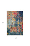 4' X 6' Blue And Yellow Abstract Power Loom Non Skid Area Rug - Homeroots - Flyclothing LLC