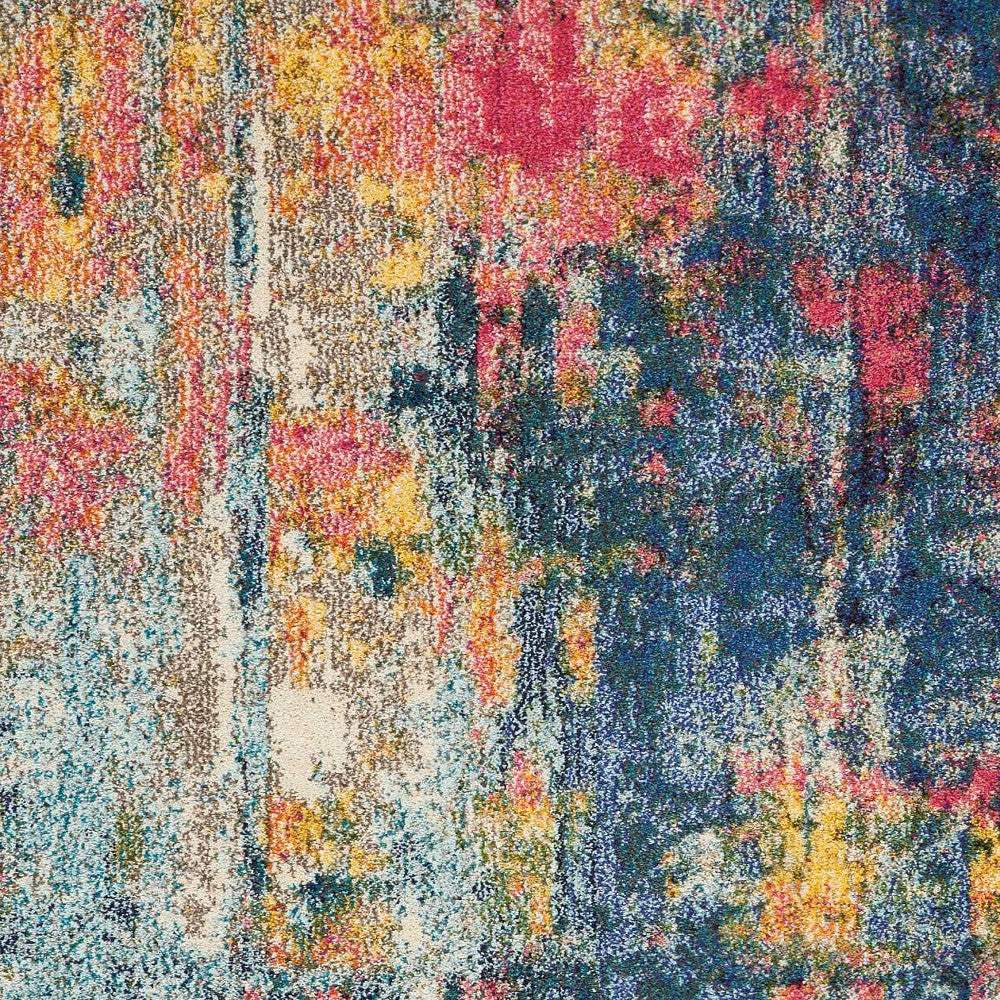 4' X 6' Blue And Yellow Abstract Power Loom Non Skid Area Rug - Homeroots - Flyclothing LLC