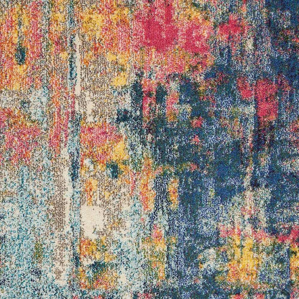 4' X 6' Blue And Yellow Abstract Power Loom Non Skid Area Rug - Homeroots - Flyclothing LLC