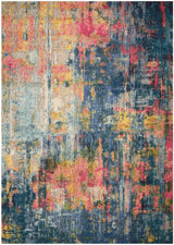 5' X 7' Blue And Yellow Abstract Power Loom Non Skid Area Rug - Homeroots - Flyclothing LLC
