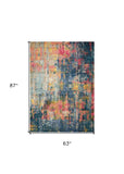 5' X 7' Blue And Yellow Abstract Power Loom Non Skid Area Rug - Homeroots - Flyclothing LLC