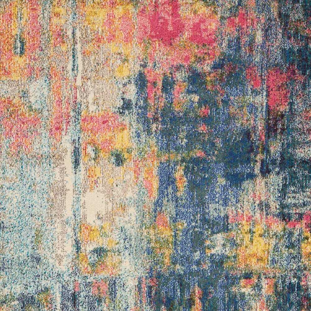 5' X 7' Blue And Yellow Abstract Power Loom Non Skid Area Rug - Homeroots - Flyclothing LLC
