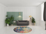 8' X 8' Blue And Yellow Round Abstract Power Loom Non Skid Area Rug - Homeroots - Flyclothing LLC