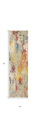 2' X 6' Ivory Abstract Power Loom Non Skid Area Rug - Homeroots - Flyclothing LLC