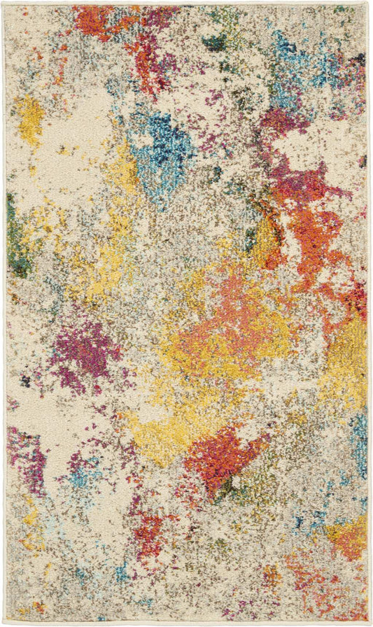 2' X 4' Ivory Abstract Power Loom Non Skid Area Rug - Homeroots - Flyclothing LLC