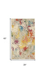 2' X 4' Ivory Abstract Power Loom Non Skid Area Rug - Homeroots - Flyclothing LLC