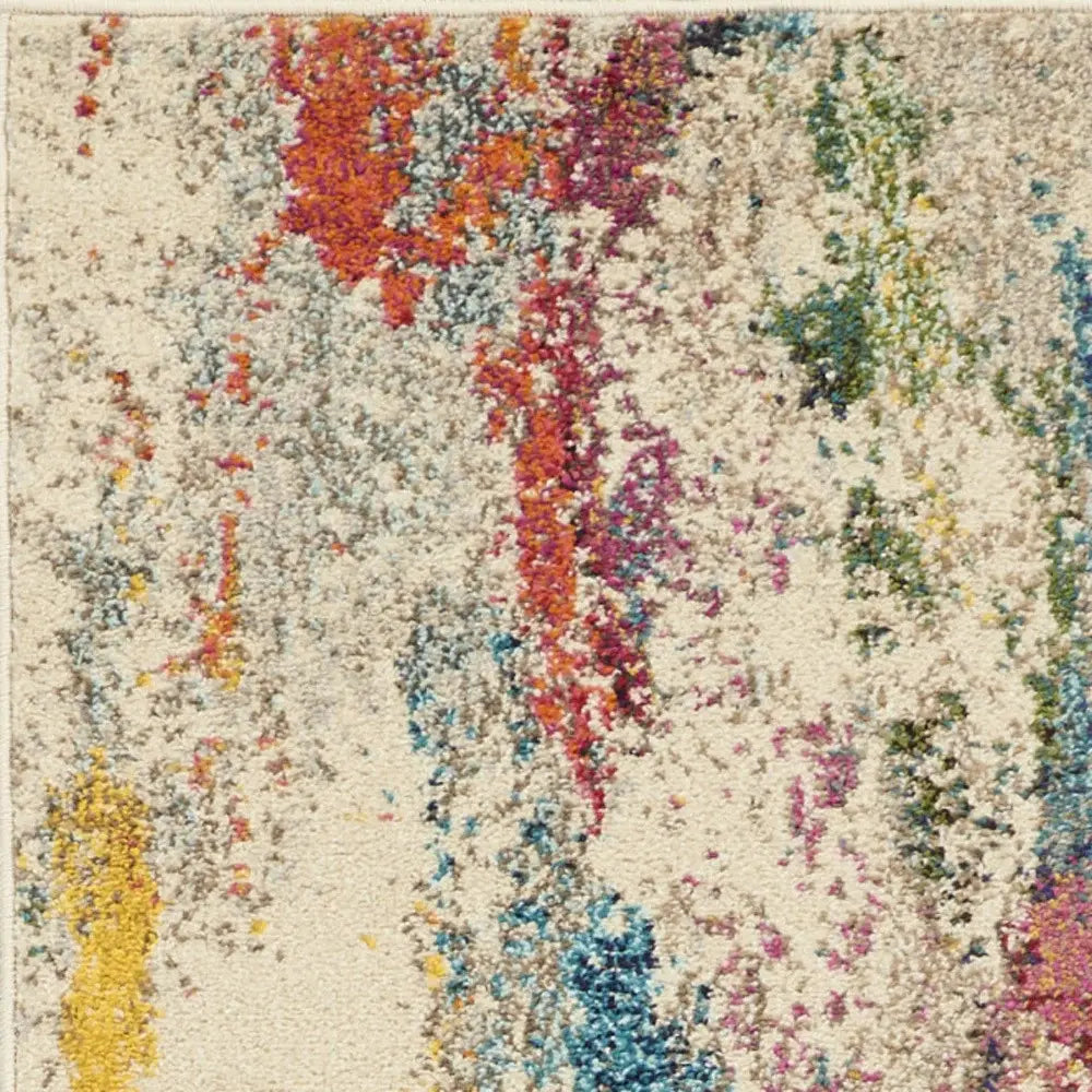 2' X 8' Ivory Abstract Power Loom Non Skid Runner Rug - Homeroots - Flyclothing LLC