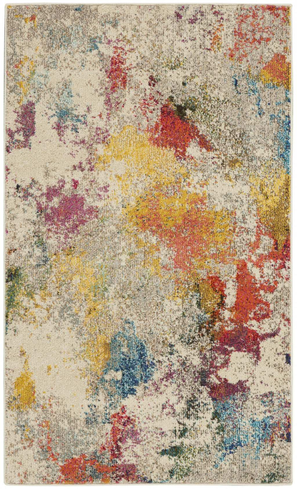 3' X 5' Ivory Abstract Power Loom Non Skid Area Rug - Homeroots - Flyclothing LLC