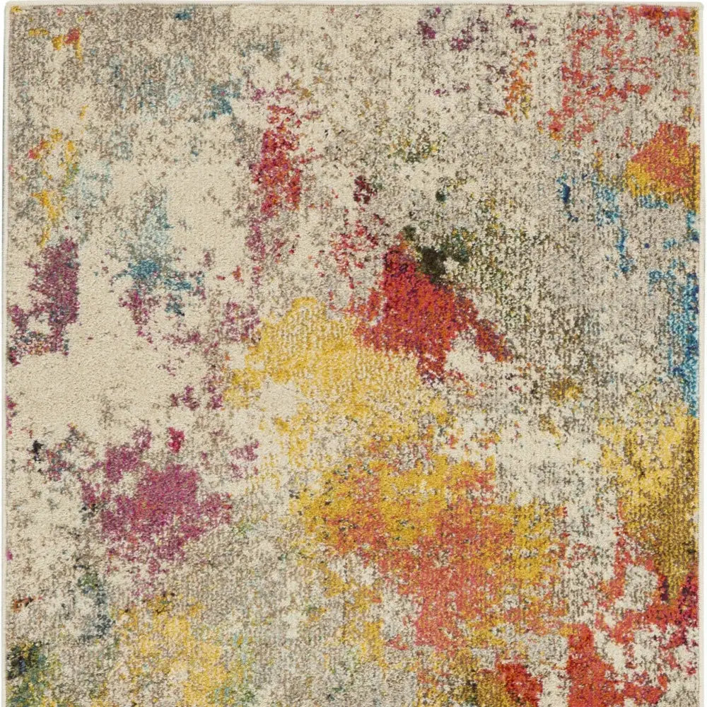 3' X 5' Ivory Abstract Power Loom Non Skid Area Rug - Homeroots - Flyclothing LLC
