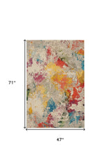 4' X 6' Ivory Abstract Power Loom Non Skid Area Rug - Homeroots - Flyclothing LLC
