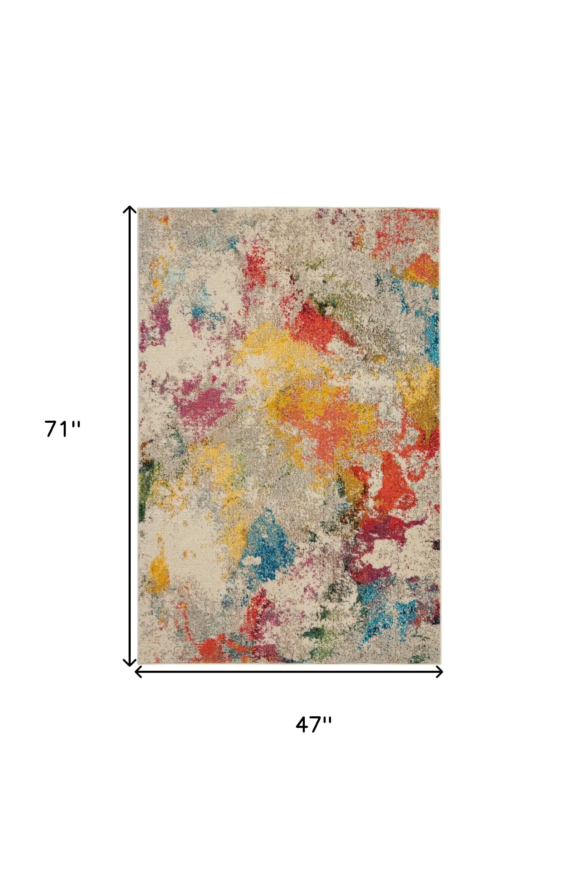 4' X 6' Ivory Abstract Power Loom Non Skid Area Rug - Homeroots - Flyclothing LLC