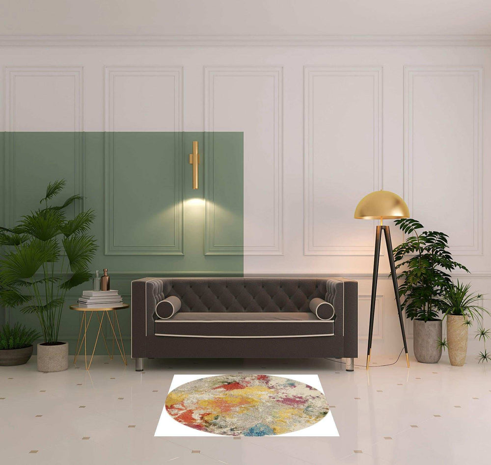 4' X 4' Ivory Abstract Power Loom Non Skid Area Rug - Homeroots - Flyclothing LLC