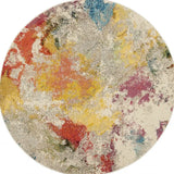 5' X 5' Ivory Round Abstract Power Loom Non Skid Area Rug - Homeroots - Flyclothing LLC