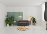 5' X 5' Ivory Round Abstract Power Loom Non Skid Area Rug - Homeroots - Flyclothing LLC
