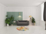 5' X 5' Ivory Round Abstract Power Loom Non Skid Area Rug - Homeroots - Flyclothing LLC