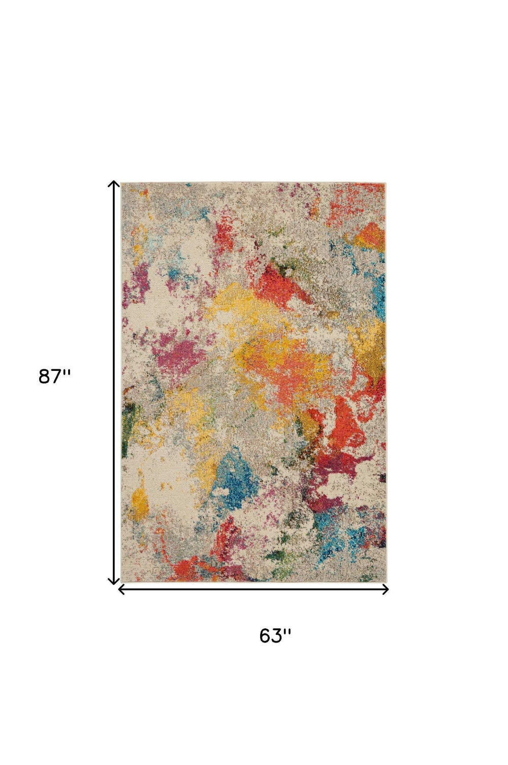 5' X 7' Ivory Abstract Power Loom Non Skid Area Rug - Homeroots - Flyclothing LLC