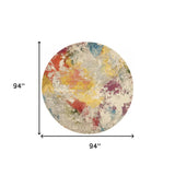 8' X 8' Ivory Round Abstract Power Loom Non Skid Area Rug - Homeroots - Flyclothing LLC