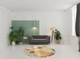 8' X 8' Ivory Round Abstract Power Loom Non Skid Area Rug - Homeroots - Flyclothing LLC