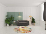 8' X 8' Ivory Round Abstract Power Loom Non Skid Area Rug - Homeroots - Flyclothing LLC