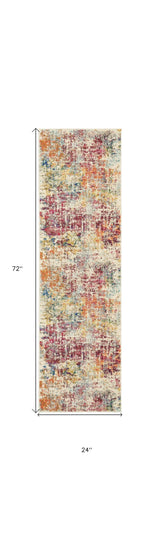 2' X 6' Pink Abstract Power Loom Distressed Non Skid Area Rug - Homeroots - Flyclothing LLC