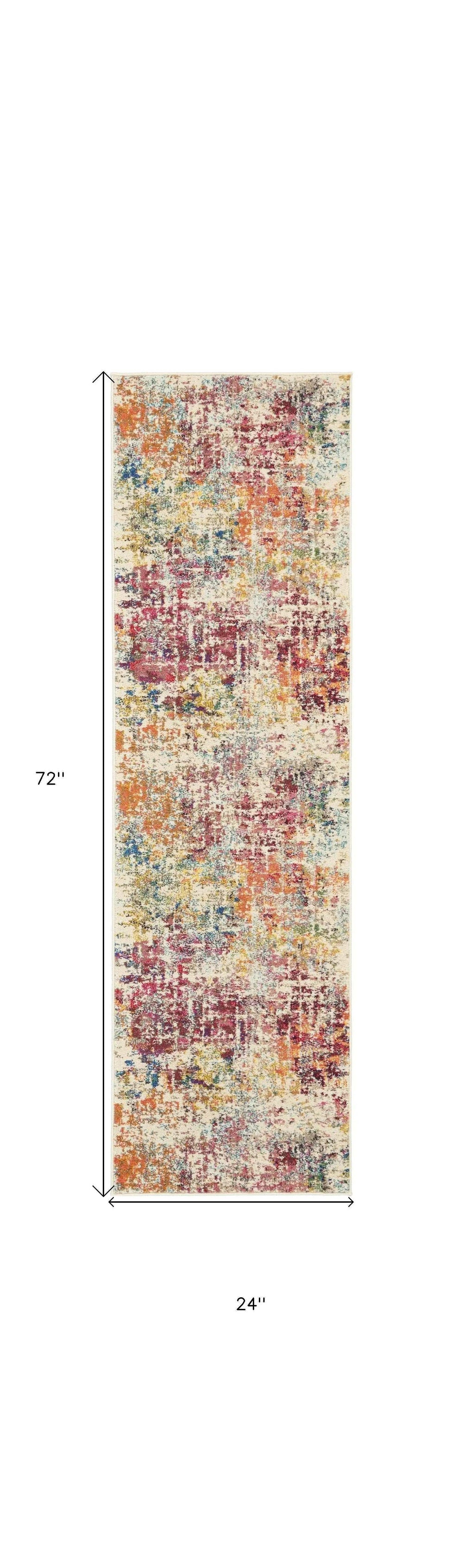 2' X 6' Pink Abstract Power Loom Distressed Non Skid Area Rug - Homeroots - Flyclothing LLC