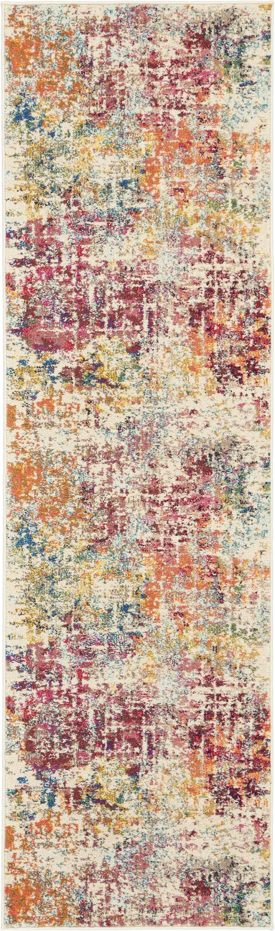 2' X 8' Pink Abstract Power Loom Distressed Non Skid Runner Rug - Homeroots - Flyclothing LLC