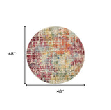 4' X 4' Pink Abstract Power Loom Distressed Non Skid Area Rug - Homeroots - Flyclothing LLC