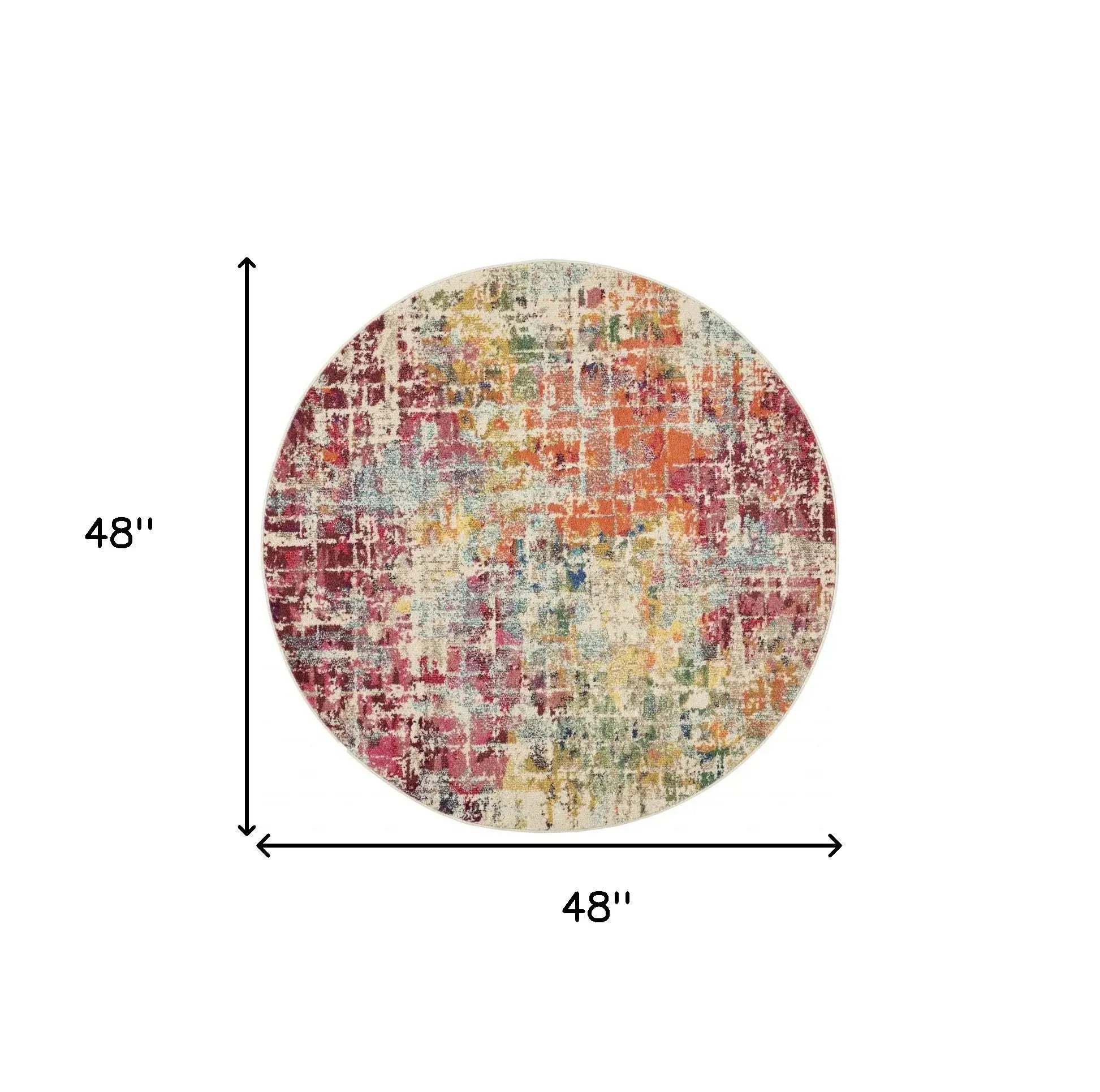 4' X 4' Pink Abstract Power Loom Distressed Non Skid Area Rug - Homeroots - Flyclothing LLC