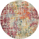 5' X 5' Pink Round Abstract Power Loom Distressed Non Skid Area Rug - Homeroots - Flyclothing LLC