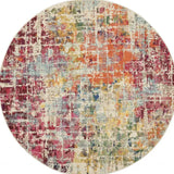 5' X 5' Pink Round Abstract Power Loom Distressed Non Skid Area Rug - Homeroots - Flyclothing LLC