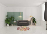 5' X 5' Pink Round Abstract Power Loom Distressed Non Skid Area Rug - Homeroots - Flyclothing LLC