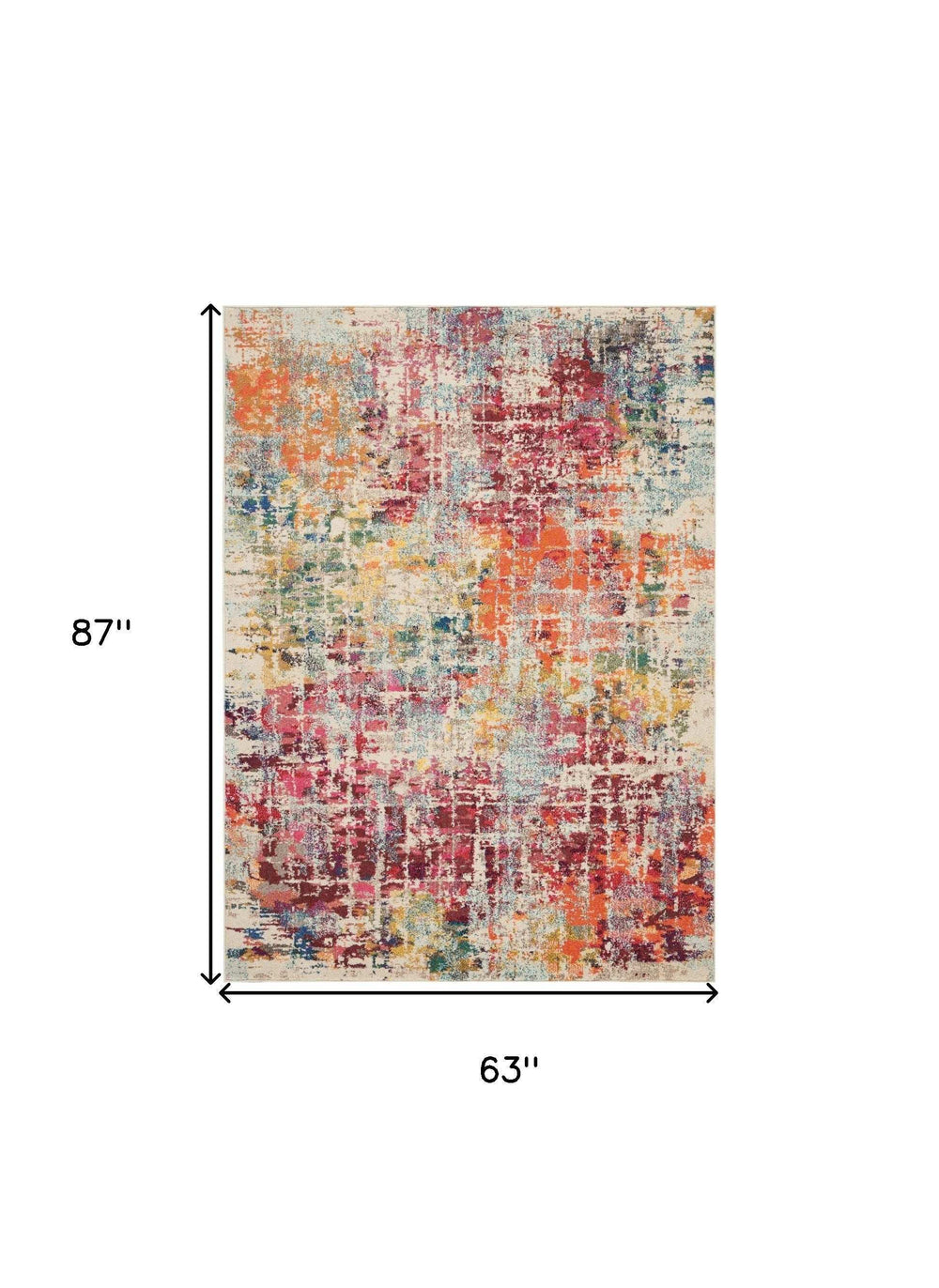 5' X 7' Pink Abstract Power Loom Distressed Non Skid Area Rug - Homeroots - Flyclothing LLC