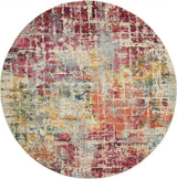 8' X 8' Pink Round Abstract Power Loom Distressed Non Skid Area Rug - Homeroots - Flyclothing LLC
