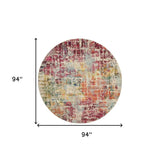 8' X 8' Pink Round Abstract Power Loom Distressed Non Skid Area Rug - Homeroots - Flyclothing LLC