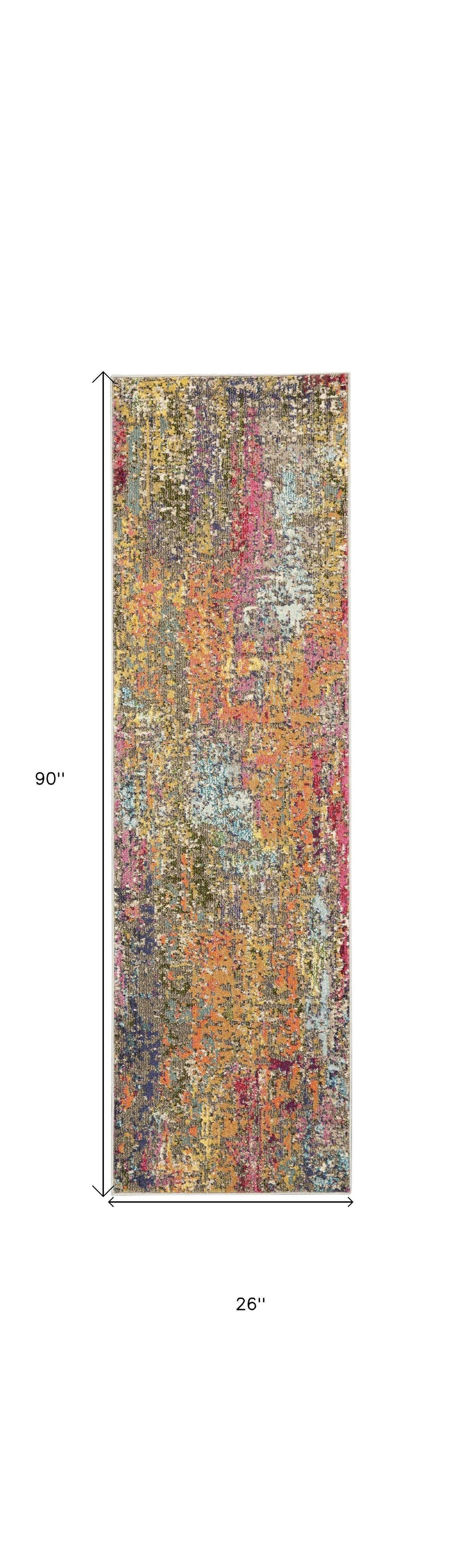 2' X 8' Sunset Abstract Power Loom Non Skid Runner Rug - Homeroots - Flyclothing LLC