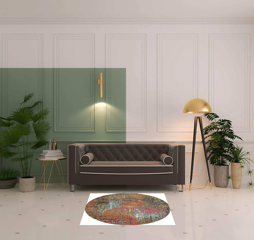 4' X 4' Sunset Abstract Power Loom Non Skid Area Rug - Homeroots - Flyclothing LLC